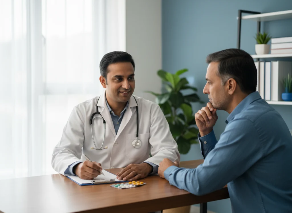 Doctor discussing long-term diabetes medication with a patient