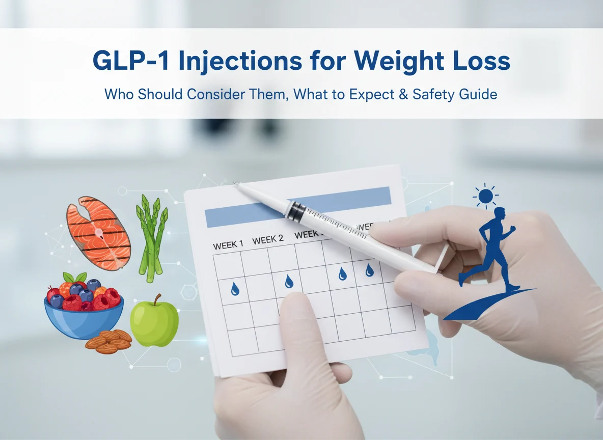 GLP-1 injection for medical weight loss with nutrition, exercise and medical supervision