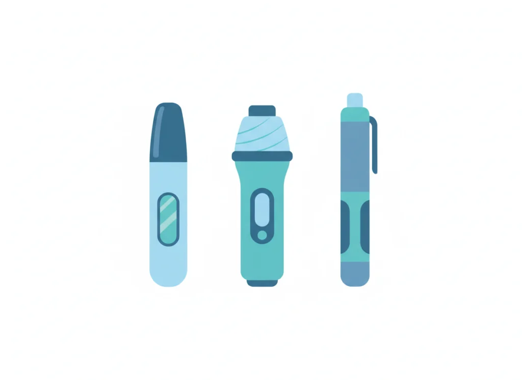 Illustration comparing different GLP-1 medication injection pens